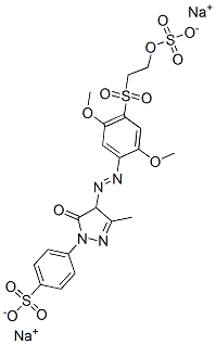 4-[4-[[2,5-dimethoxy-4-[[2-(sulphooxy)ethyl]sulphonyl]phenyl]azo]-4,5-dihydro-3-methyl-5-oxo-1H-pyrazol-1-yl]benzenesulphonic acid, sodium salt Struktur