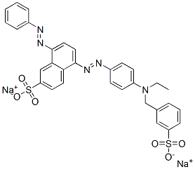 disodium 5-[[4-[ethyl[(3-sulphonatophenyl)methyl]amino]phenyl]azo]-8-(phenylazo)naphthalene-2-sulphonate  Struktur