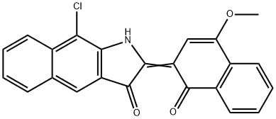 9-Chloro-2-(4-methoxy-1-oxonaphthalen-2(1H)-ylidene)-1H-benz[f]indol-3(2H)-one 结构式