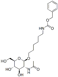 Carbamic acid, 6-2-(acetylamino)-2-deoxy-.beta.-D-glucopyranosyloxyhexyl-, phenylmethyl ester Structure