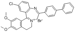 7H-Isoquino(2,1-d)(1,4)benzodiazepin-8-ium, 9,10-dihydro-6-(4-biphenylyl)-2-chloro-12,13-dimethoxy-, bromide Structure