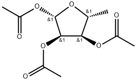 1,2,3-トリ-O-アセチル-5-デオキシ-β-D-リボフラノース 化学構造式