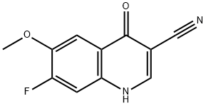 4-オキソ-6-メトキシ-7-フルオロ-1,4-ジヒドロキノリン-3-カルボニトリル 化学構造式