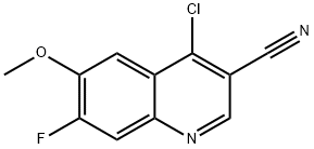 4-CHLORO-7-FLUORO-6-METHOXY-QUINOLINE-3-CARBONITRILE 化学構造式