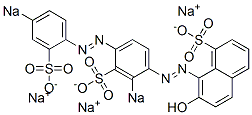 7-Hydroxy-8-[[2-sodiosulfo-4-[(4-sodiosulfophenyl)azo]phenyl]azo]naphthalene-1-sulfonic acid sodium salt Struktur