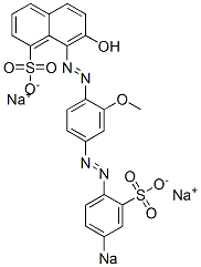 7-Hydroxy-8-[[2-methoxy-4-[(4-sodiosulfophenyl)azo]phenyl]azo]naphthalene-1-sulfonic acid sodium salt Struktur