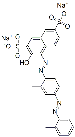 disodium 3-hydroxy-4-[[2-methyl-4-[(o-tolyl)azo]phenyl]azo]naphthalene-2,7-disulphonate Struktur