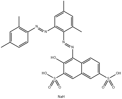 4-[[2-[(2,4-ジメチルフェニル)アゾ]-4,6-ジメチルフェニル]アゾ]-3-ヒドロキシ-2,7-ナフタレンジスルホン酸二ナトリウム 化学構造式