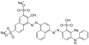 3-Hydroxy-4-[[4-[(4-phenylamino-3-sodiosulfophenyl)azo]-1-naphtyl]azo]naphthalene-2,7-disulfonic acid disodium salt 结构式