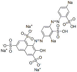 7-ヒドロキシ-8-[[2-ソジオスルホ-4-[(4-ソジオスルホフェニル)アゾ]フェニル]アゾ]ナフタレン-1,3,6-トリスルホン酸三ナトリウム 化学構造式