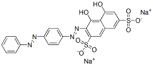 4,5-ジヒドロキシ-3-[[4-(フェニルアゾ)フェニル]アゾ]ナフタレン-2,7-ジスルホン酸二ナトリウム 化学構造式
