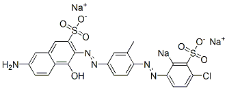 7-アミノ-3-[[4-[(4-クロロ-2-ソジオスルホフェニル)アゾ]-3-メチルフェニル]アゾ]-4-ヒドロキシナフタレン-2-スルホン酸ナトリウム 化学構造式