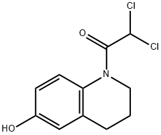 1-(ジクロロアセチル)-1,2,3,4-テトラヒドロ-6-キノリノール 化学構造式