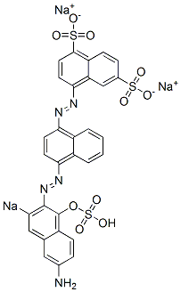 4-[[4-[(6-Amino-1-hydroxy-3-sodiosulfo-2-naphthalenyl)azo]-1-naphthalenyl]azo]naphthalene-1,6-disulfonic acid disodium salt Structure