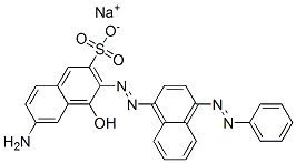 6-Amino-4-hydroxy-3-[[4-(phenylazo)-1-naphtyl]azo]-2-naphthalenesulfonic acid sodium salt 结构式