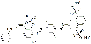 3-[[2,5-Dimethyl-4-[(1-hydroxy-6-phenylamino-3-sodiosulfo-2-naphthalenyl)azo]phenyl]azo]naphthalene-1,5-disulfonic acid disodium salt Struktur