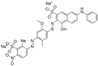 4-Hydroxy-3-[[5-methyl-2-methoxy-4-[(4-nitro-2-sodiosulfophenyl)azo]phenyl]azo]-7-(phenylamino)naphthalene-2-sulfonic acid sodium salt 结构式