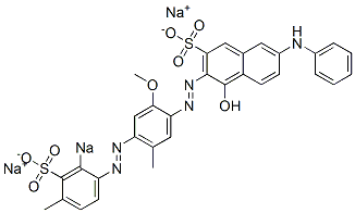 4-Hydroxy-7-phenylamino-3-[[5-methyl-4-[(4-methyl-2-sodiosulfophenyl)azo]-2-methoxyphenyl]azo]naphthalene-2-sulfonic acid sodium salt 结构式