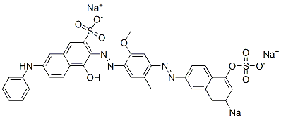 4-Hydroxy-3-[[4-[(5-hydroxy-7-sodiosulfo-2-naphthalenyl)azo]-5-methyl-2-methoxyphenyl]azo]-7-(phenylamino)naphthalene-2-sulfonic acid sodium salt Struktur