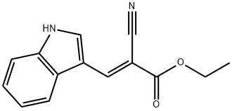 エチル(2E)-2-シアノ-3-(1H-インドリル-3-イル)アクリラート 化学構造式