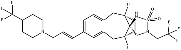 (3'R,6S,9R)-5,6,7,8,9,10-Hexahydro-5'-(2,2,2-trifluoroethyl)-2-[(1E)-3-[4-(trifluoromethyl)-1-piperidinyl]-1-propen-1-yl]spiro[6,9-methanobenzocyclooctene-11,3'-[1,2,5]thiadiazolidine] 1',1'-dioxide Structure