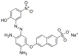 6-[2,4-Diamino-5-[(2-hydroxy-5-nitrophenyl)azo]phenoxy]-2-naphthalenesulfonic acid sodium salt Struktur