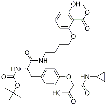 Benzoic acid, 2-[4-[[(2S)-3-[4-[1-carboxy-2-(cyclopropylaMino)-2-oxoethoxy]phenyl]-2-[[(1,1-diMethylethoxy)carbonyl]aMino]-1-oxopropyl]aMino]butoxy]-6-hydroxy-, 1-Methyl ester Structure