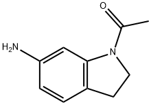 1-アセチル-6-アミノ-2,3-ジヒドロ-(1H)-インドール 化学構造式