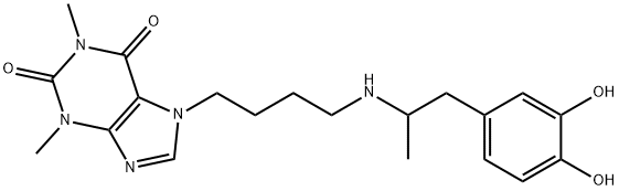 7-[4-[[2-(3,4-Dihydroxyphenyl)-1-methylethyl]amino]butyl]theophyline,62401-70-1,结构式
