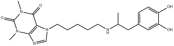 7-[5-[[2-(3,4-Dihydroxyphenyl)-1-methylethyl]amino]pentyl]theophyline 结构式