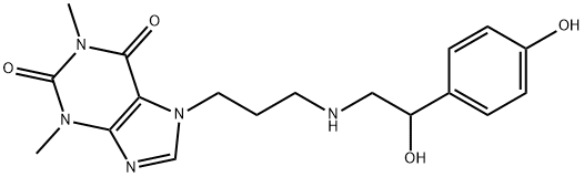 7-[3-[[2-Hydroxy-2-(p-hydroxyphenyl)ethyl]amino]propyl]theophyline Struktur