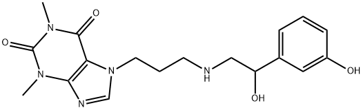 7-[3-[[2-Hydroxy-2-(m-hydroxyphenyl)ethyl]amino]propyl]theophyline 结构式