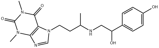 7-[3-[[2-Hydroxy-2-(p-hydroxyphenyl)ethyl]amino]butyl]theophyline Struktur