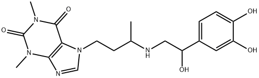 7-[3-[[2-(3,4-Dihydroxyphenyl)-2-hydroxyethyl]amino]butyl]theophyline 结构式