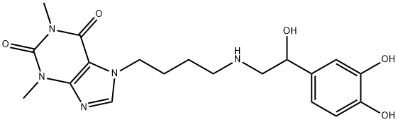 7-[4-[[2-(3,4-Dihydroxyphenyl)-2-hydroxyethyl]amino]butyl]theophyline Struktur
