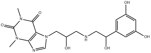 7-[3-[[2-(3,5-ジヒドロキシフェニル)-2-ヒドロキシエチル]アミノ]-2-ヒドロキシプロピル]テオフィリン 化学構造式