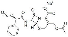 (6R)-3-[(アセチルオキシ)メチル]-7α-[(R)-ホルミルオキシフェニルアセチルアミノ]-8-オキソ-5-チア-1-アザビシクロ[4.2.0]オクタ-2-エン-2-カルボン酸ナトリウム 化学構造式
