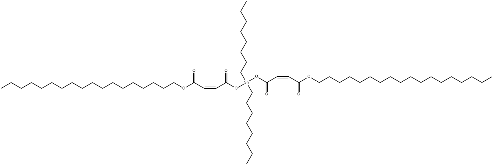 octadecyl (Z,Z)-6,6-dioctyl-4,8,11-trioxo-5,7,12-trioxa-6-stannatriaconta-2,9-dienoate Struktur