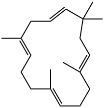 (1E,4E,8E,12E)-2,6,6,9,13-Pentamethyl-1,4,8,12-cyclopentadecatetraene Struktur