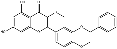3′-(ベンジルオキシ)-5,7-ジヒドロキシ-3,4′-ジメトキシフラボン 化学構造式