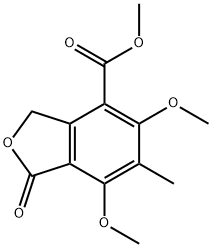 1,3-Dihydro-5,7-dimethoxy-6-methyl-1-oxo-4-isobenzofurancarboxylic acid methyl ester Struktur