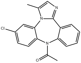 9-Acetyl-6-chloro-3-methyl-9H-dibenz[b,f]imidazo[1,2-d][1,4]diazepine 结构式