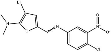 2-Furanamine,  3-bromo-5-[[(4-chloro-3-nitrophenyl)imino]methyl]-N,N-dimethyl- Structure