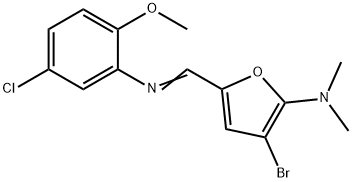 2-Furanamine,  3-bromo-5-[[(5-chloro-2-methoxyphenyl)imino]methyl]-N,N-dimethyl- 结构式