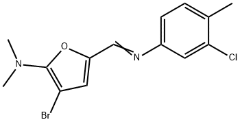 2-Furanamine,  3-bromo-5-[[(3-chloro-4-methylphenyl)imino]methyl]-N,N-dimethyl- Structure