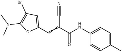 2-Propenamide,  3-[4-bromo-5-(dimethylamino)-2-furanyl]-2-cyano-N-(4-methylphenyl)- Struktur