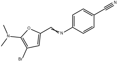 Benzonitrile,  4-[[[4-bromo-5-(dimethylamino)-2-furanyl]methylene]amino]- Structure