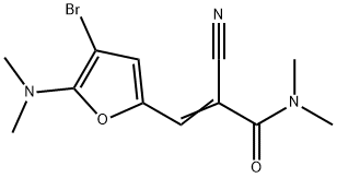 2-Propenamide,  3-[4-bromo-5-(dimethylamino)-2-furanyl]-2-cyano-N,N-dimethyl- Struktur