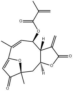(3aR,4R,5Z,10R,11aS)-2,3,3a,4,9,10,11,11a-Octahydro-4-hydroxy-6,10-dimethyl-3-methylene-7,10-epoxycyclodeca[b]furan-2,9-dione 4-methacrylate 结构式