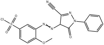3-[[(3-Cyano-4,5-dihydro-5-oxo-1-phenyl-1H-pyrazol)-4-yl]azo]-4-methoxybenzenesulfonic acid chloride Structure